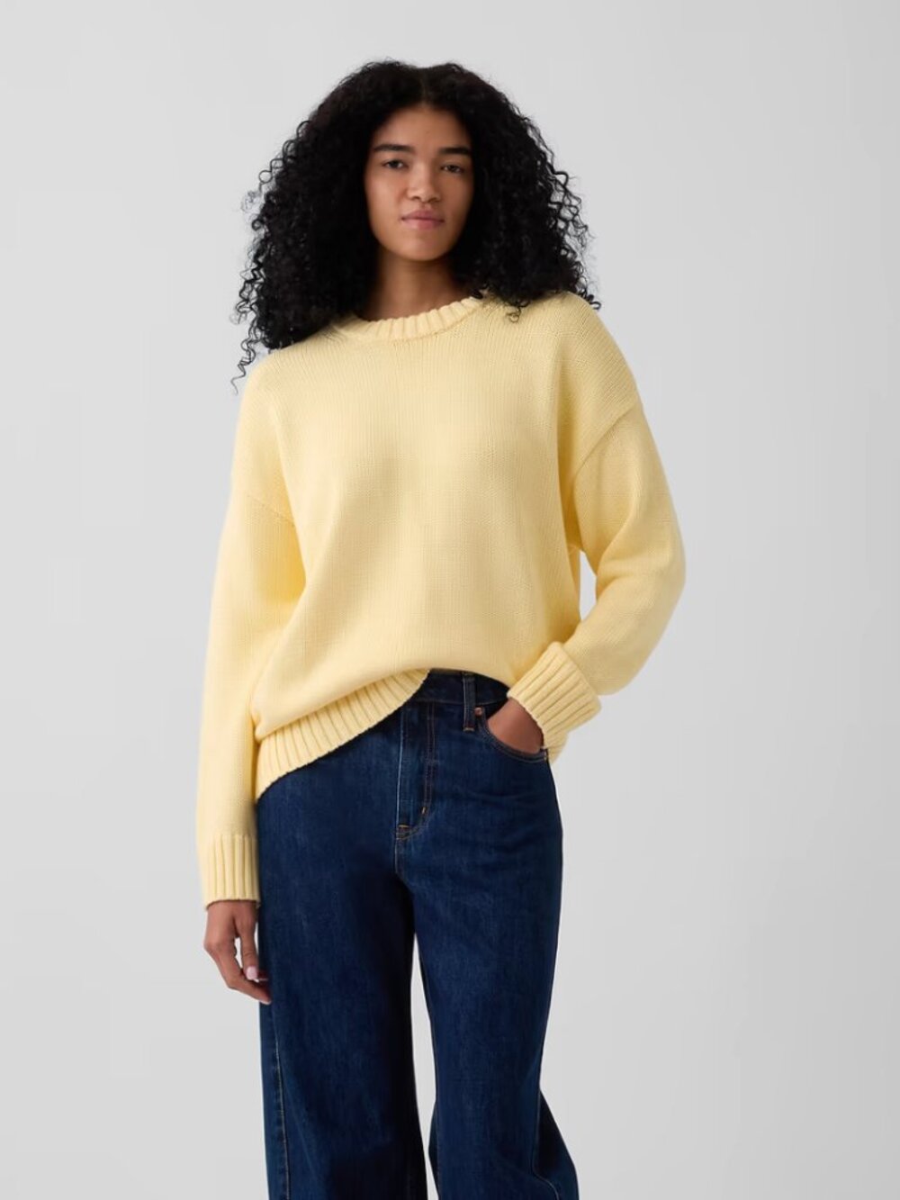 Gap 100% Cotton Oversized Sweater Butter Yellow - Picture 4 of 4